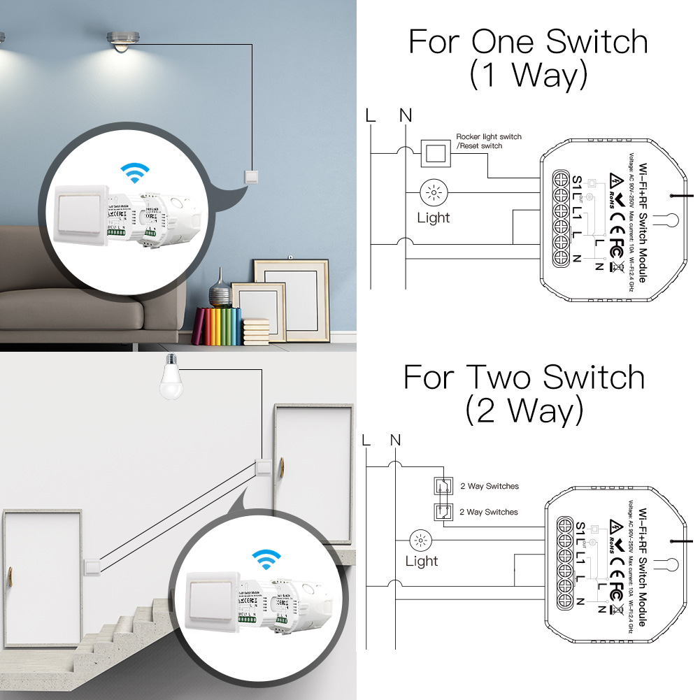 1组WiFi+RF433灯开关模组迷你隐藏式